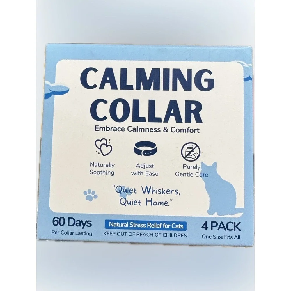 Calming Collar for Cats 4 Pack Pheromone‎ Stress Anxiety Relief Adjustable New